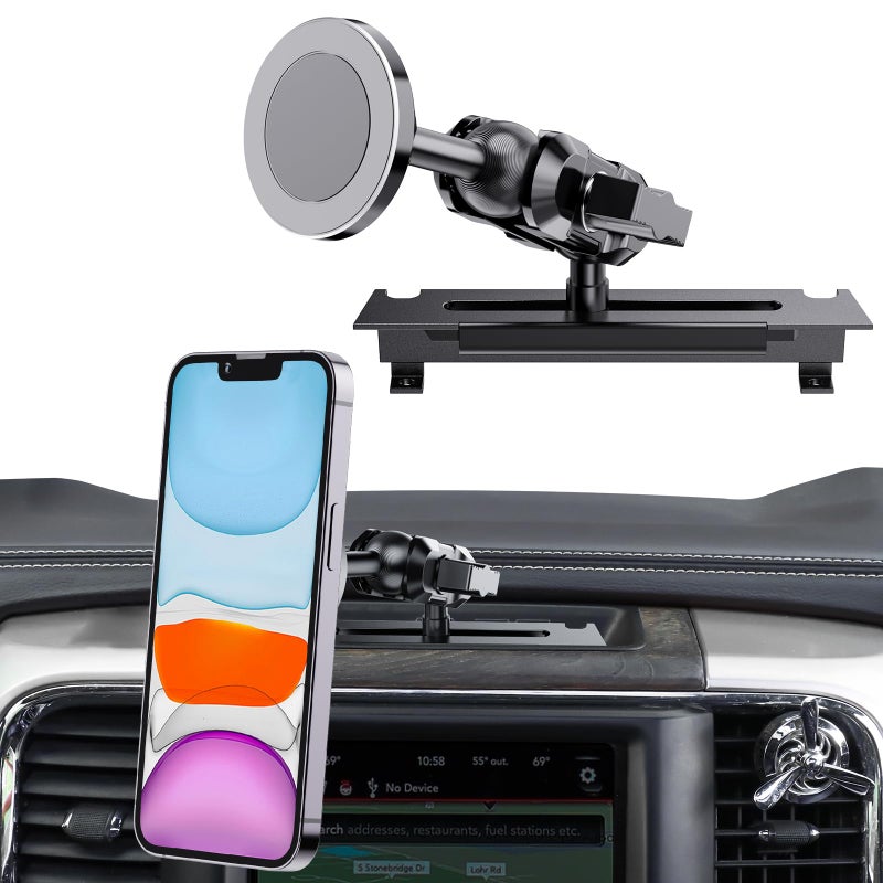 SwiftGaze Metal Magnetic Phone Mount for 2013-2018 RAM 1500/2500/3500 & 2019+ RAM Classic  OEM Holes Screws Install Super Stable for Off Road Bumpy Road Dodge 1500 Phone Holder Cool Ram Accessory - Image 1
